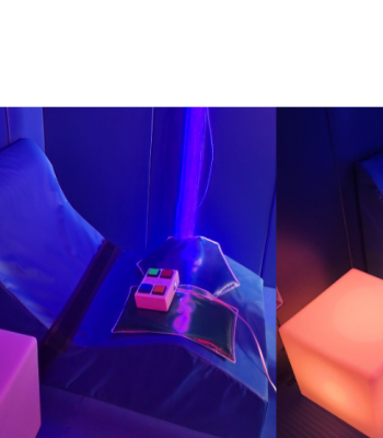 Seating with light controls in sensory room