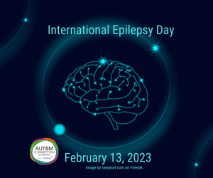 blue lines that look like light in the shape of a brain with dots connecting neurons International Epilepsy Day