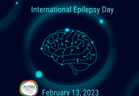blue lines that look like light in the shape of a brain with dots connecting neurons International Epilepsy Day