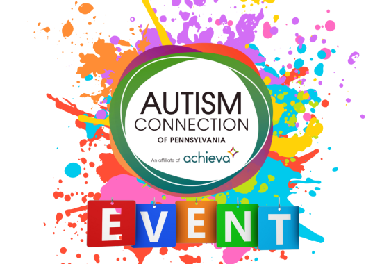 autism connection logo with paint spattered around it