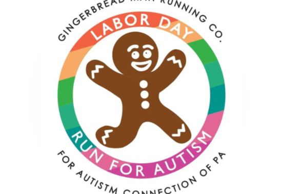 Gingerbread Man Running Co Logo Run for Autism Connection of PA