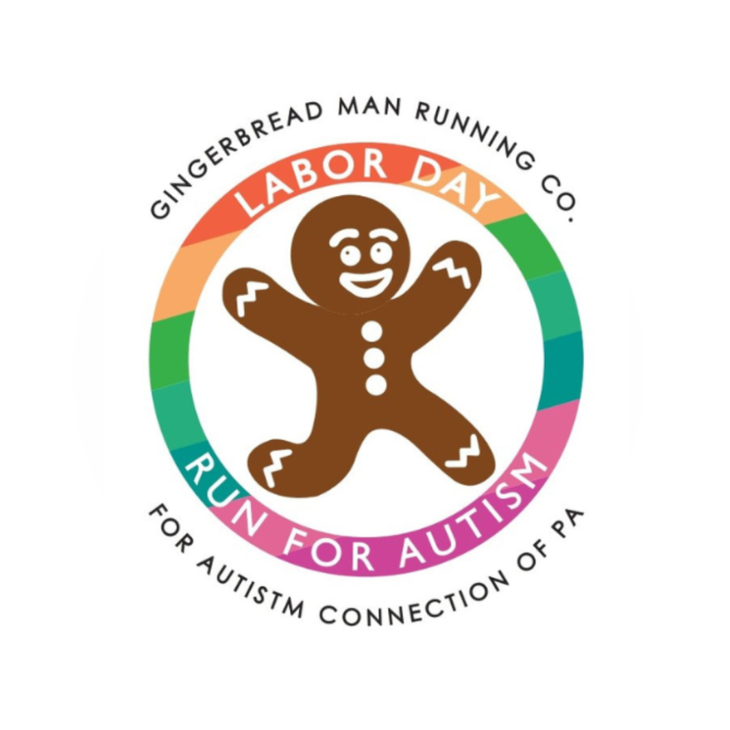 Gingerbread Man Running Co Logo Run for Autism Connection of PA