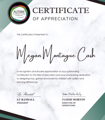 Certificate of Appreciation Presented to Megan Montague Cash in recognition of her work